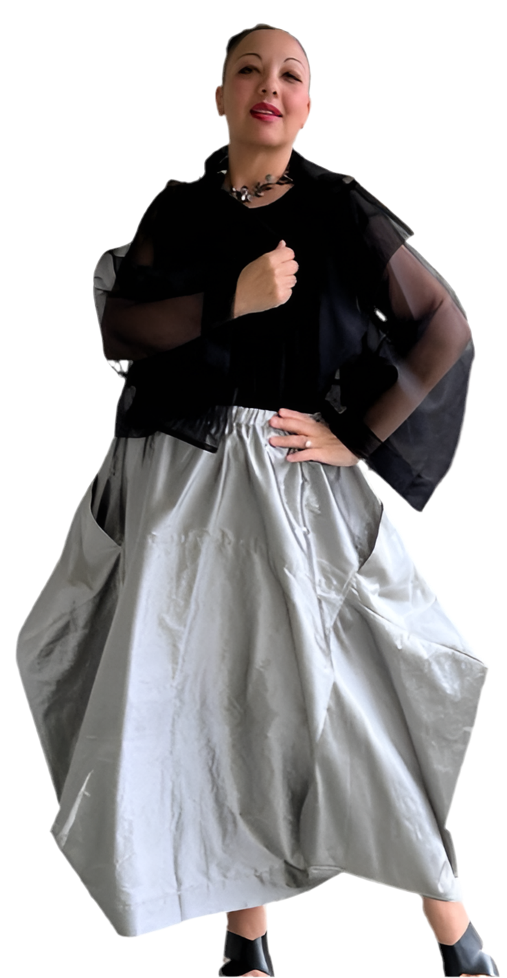 Silk Organza Cropped Jacket (Black or White)