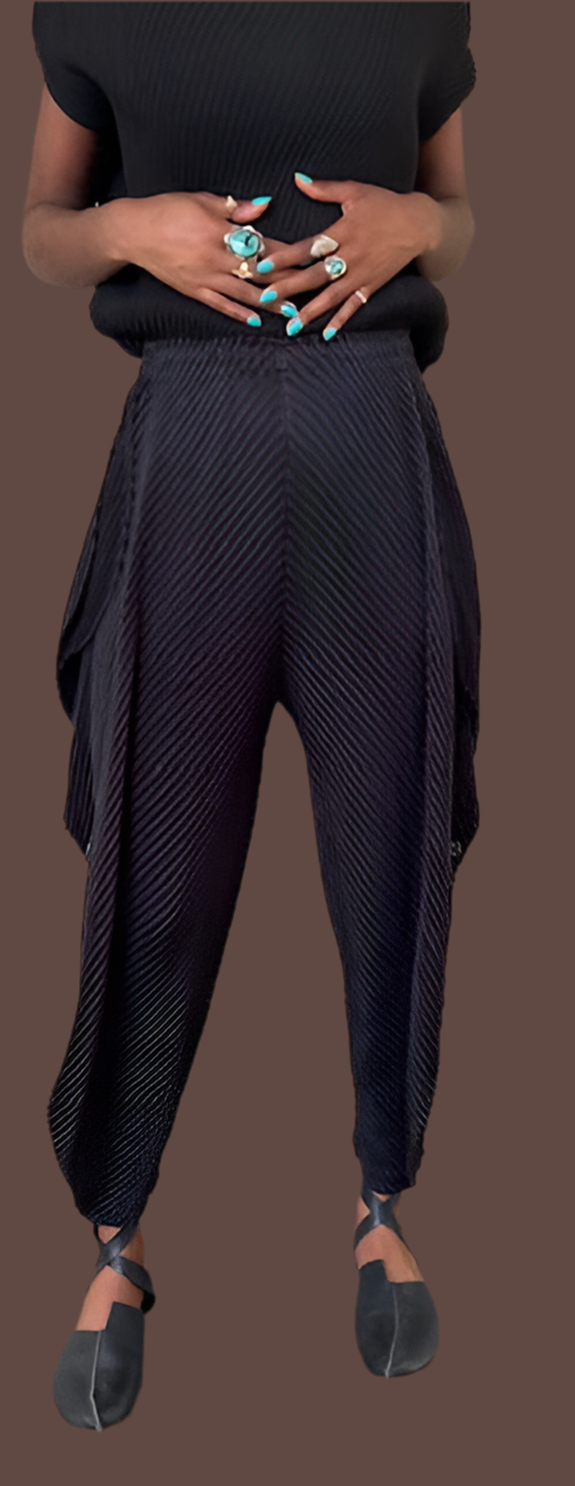 Vanite Pleats Side Flap Pants