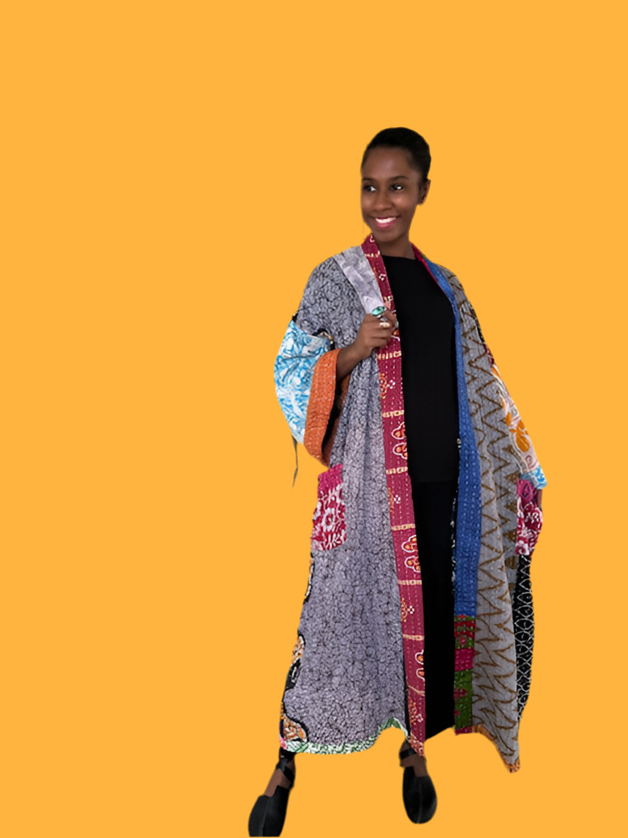 Kantha Kimono Robe 100% Cotton