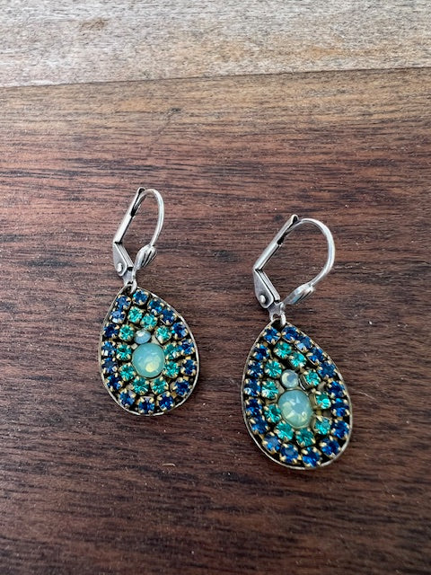 Swarovski Crystal Tear Drop Blue&Green