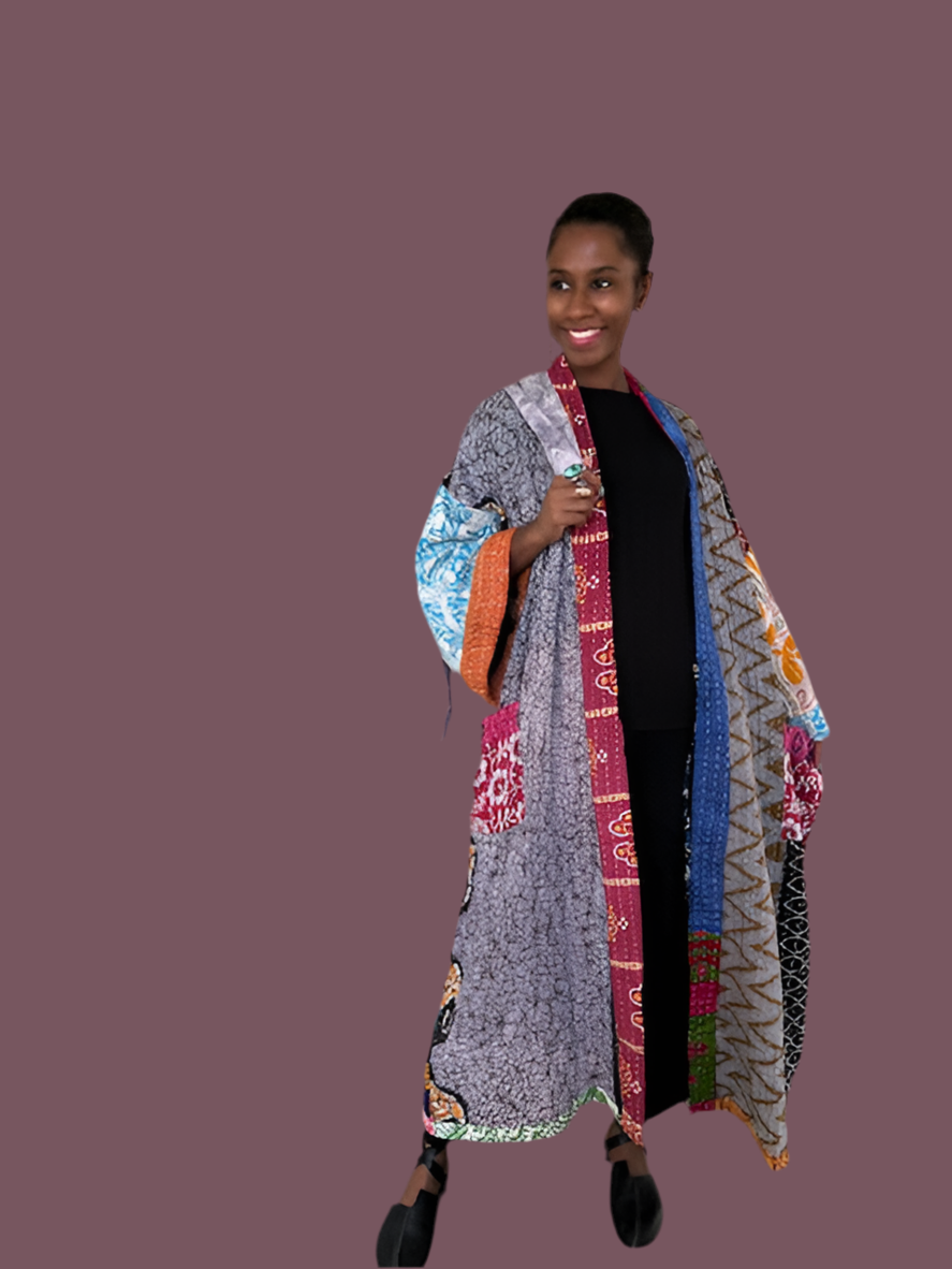 Kantha Kimono Robe 100% Cotton