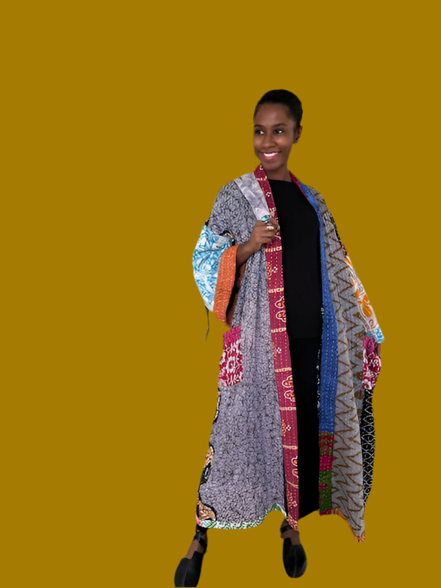 Kantha Kimono Robe 100% Cotton