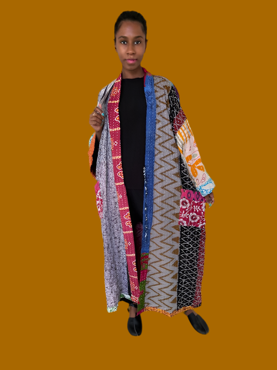 Kantha Kimono Robe 100% Cotton
