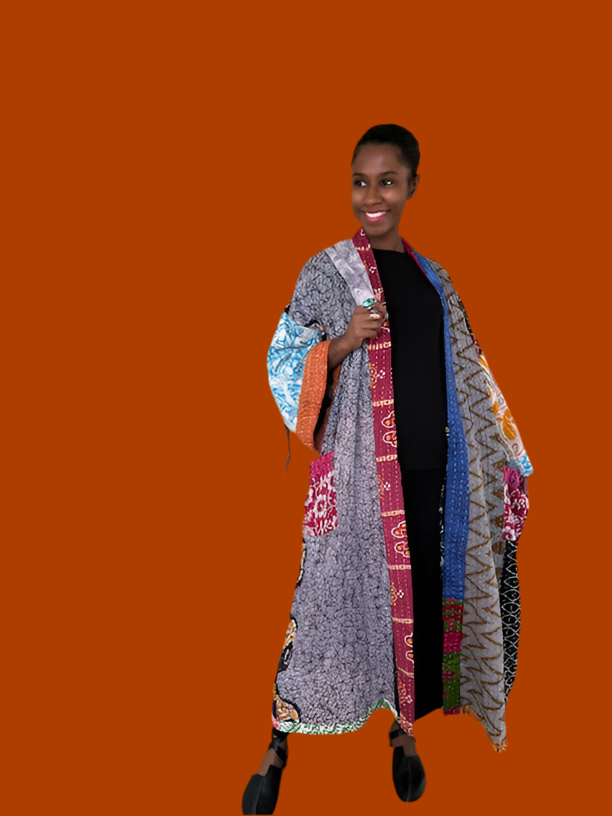 Kantha Kimono Robe 100% Cotton