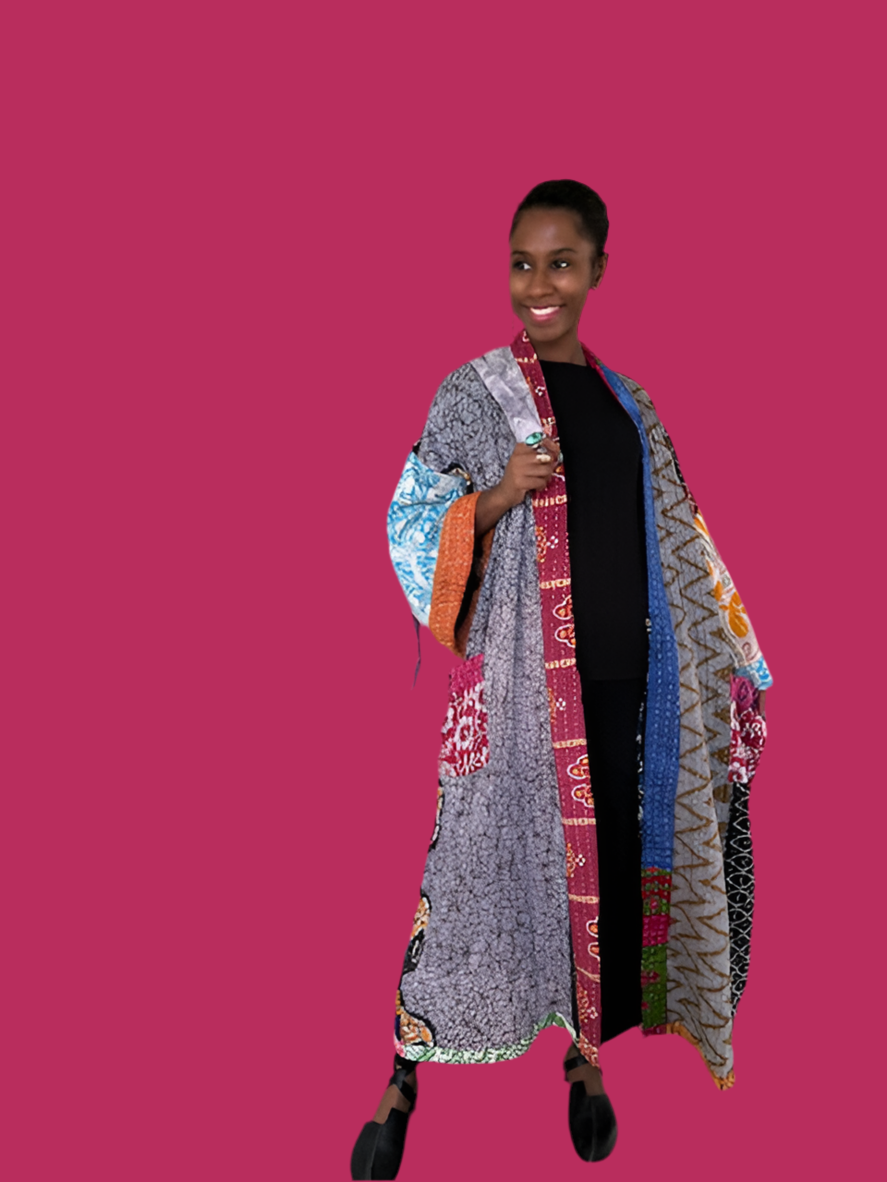 Kantha Kimono Robe 100% Cotton