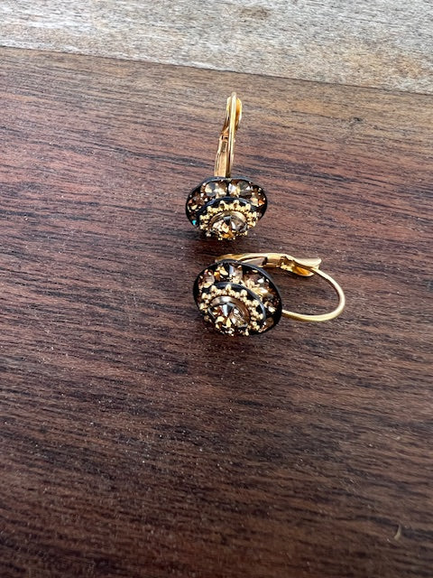 Swarovski Crystal Lever Back Clusters (topaz)