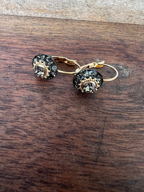 Swarovski Crystal Lever Back Clusters (Dark Grey )