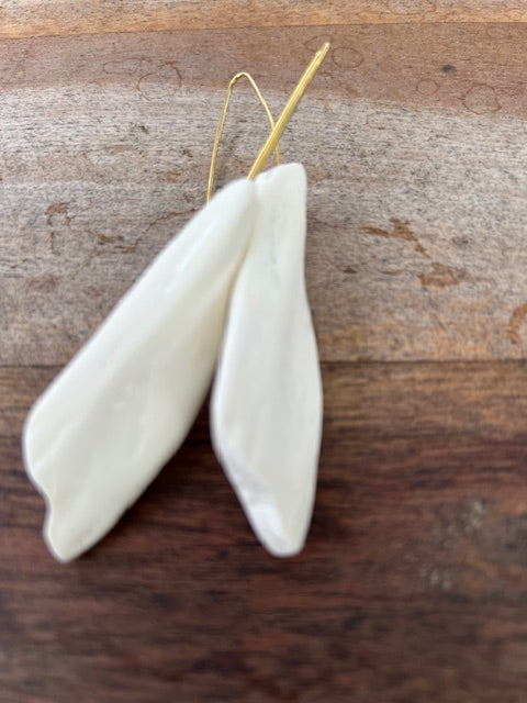 Long White Eco Resin Earrings