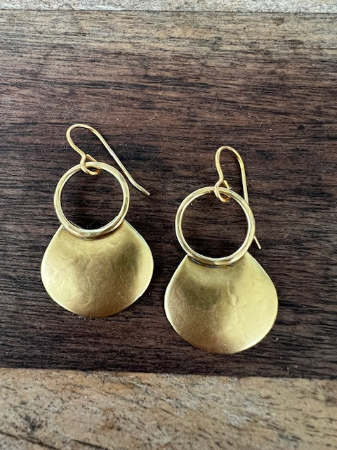 Circle Drop Earrings In Brass