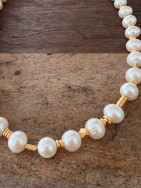 Pearl Necklace and Gold Plate Beads