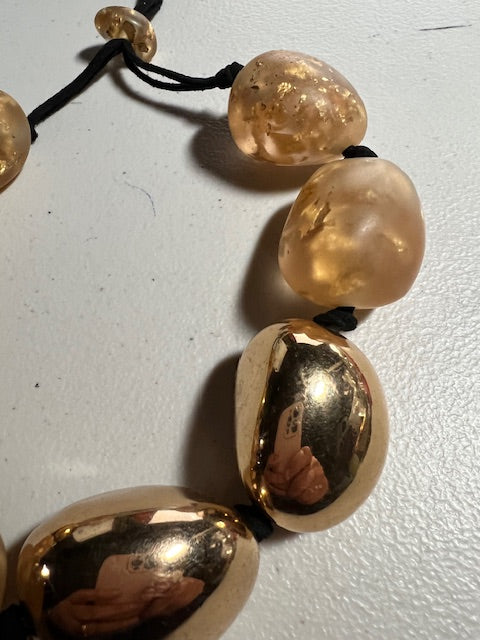 Eco Resin and Tagua Necklace Gold