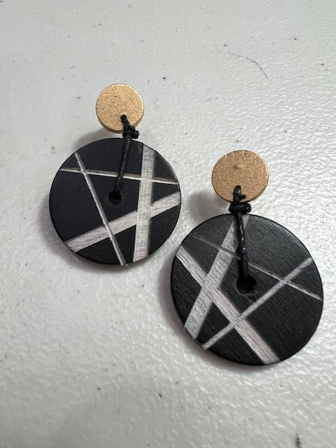 Black & Gold Circles Earrings