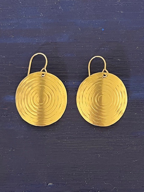 Brass Disc French Wire Earrings
