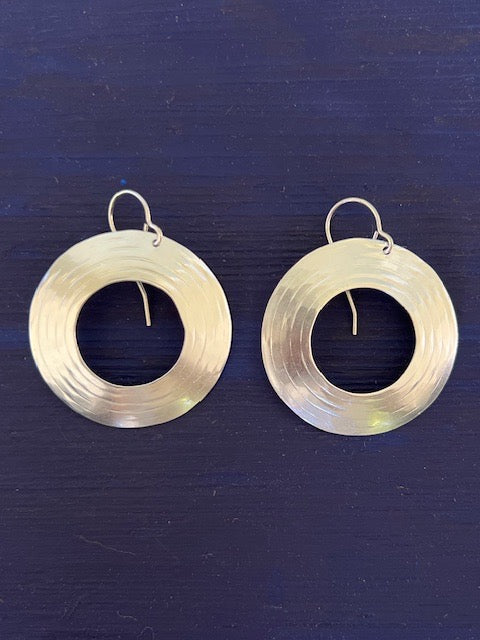 Large Titanium Circle Cutout Earrings
