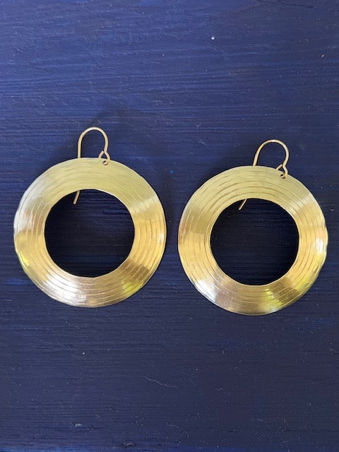 Large Brass Circle Cutout Earrings
