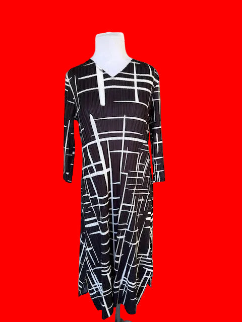 Black with White Lines Dress