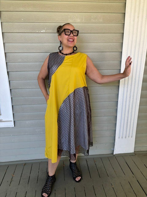 Yellow Net Insert Dress
