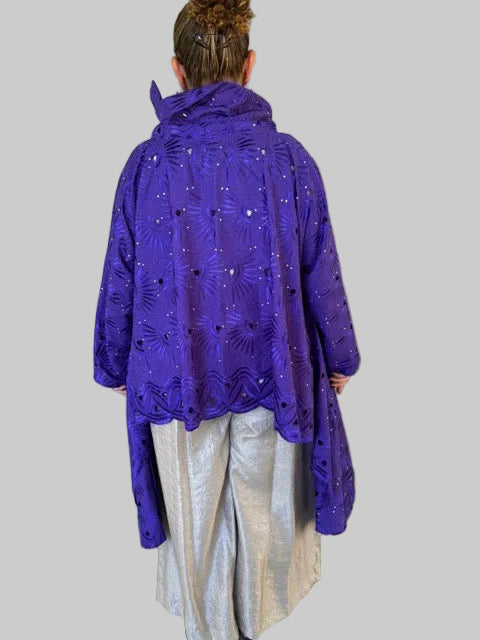 DTH Embroidery High Collar Top