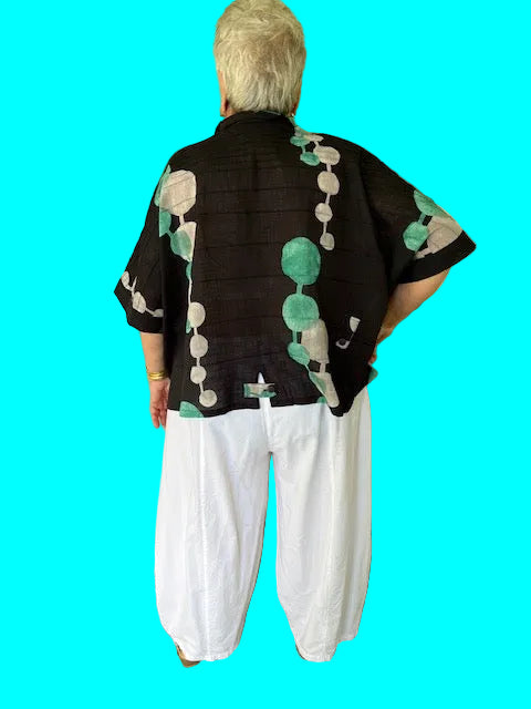 Button Down Camp Shirt Black 100% Cotton