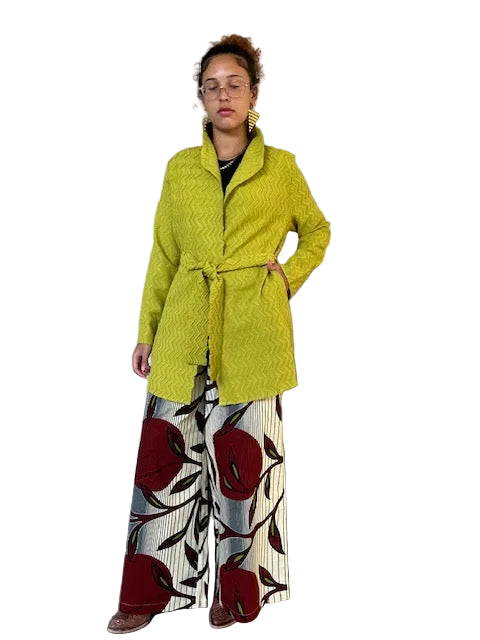 Vanite Chevron Pleats Jacket Lime