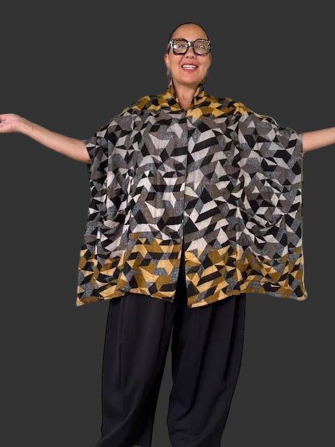 Kimono Style Cardigan Vest ( Earth Tones Woven Fabric)
