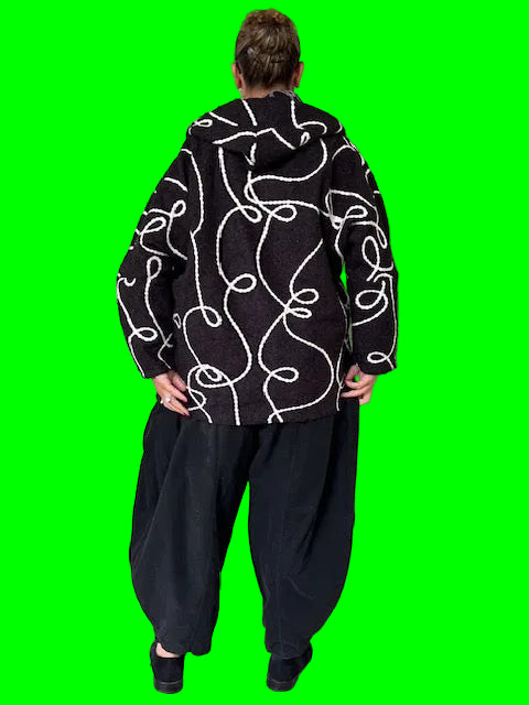 Abstract Boucle Zipper Jacket ( Black)