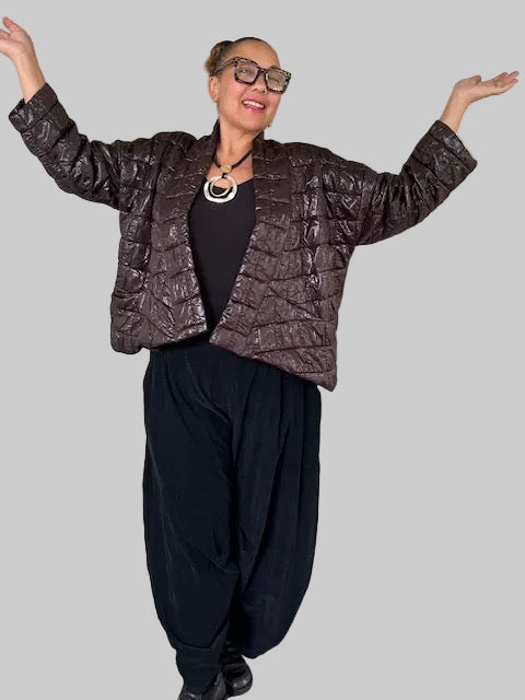 Quilted Drop Shoulder Jacket ( Brown)
