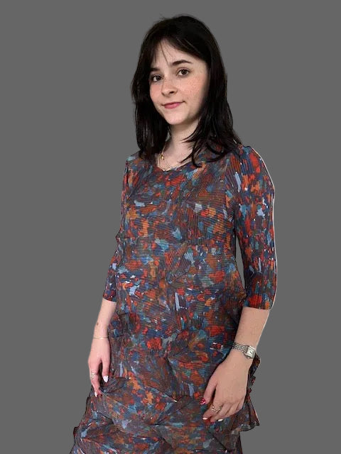 Pleats Vintage Mosaic Dress