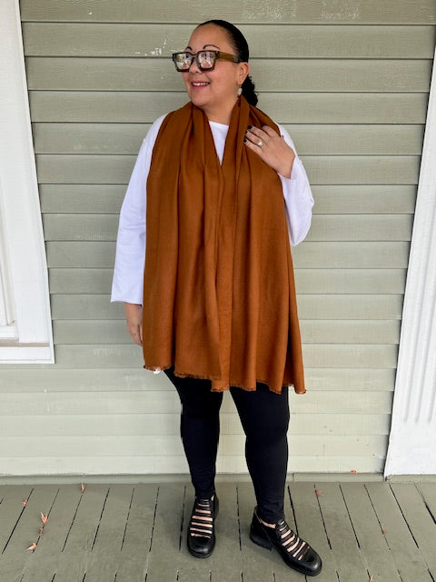 Rayon Scarf with Fringe (White, Peach, or Rust)
