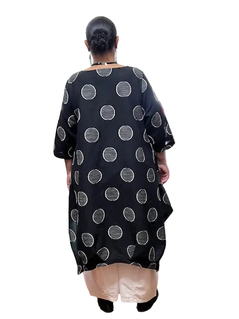 Cheyenne 100% Linen Bubble Dress with Dots
