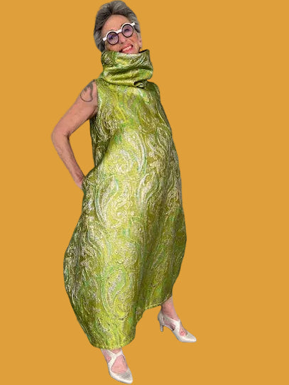 DTH Green, Gold, and Silver Metallic Bubble Dress