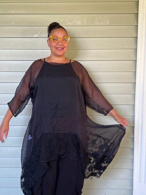 DTH Crushed Organza with Lace Overlay