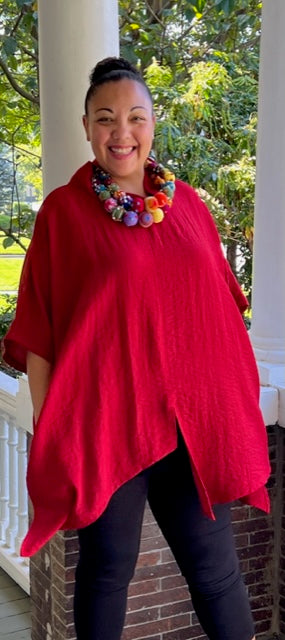 Eleven Stitch Asymmetrical Top (Red, Galaxy, Botanical, Aegean Blue, or Rain Forest)