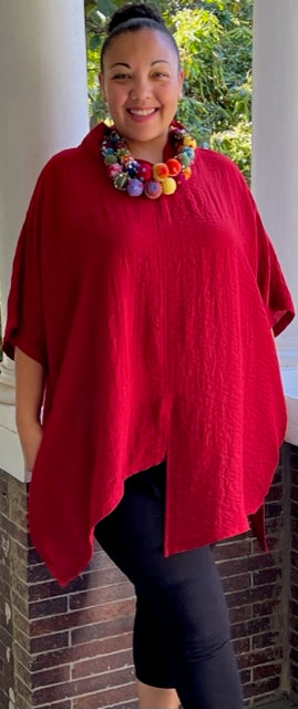 Eleven Stitch Asymmetrical Top (Red, Galaxy, Botanical, Aegean Blue, or Rain Forest)