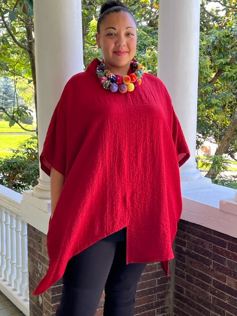 Eleven Stitch Asymmetrical Top (Red, Galaxy, Botanical, Aegean Blue, or Rain Forest)