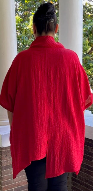 Eleven Stitch Asymmetrical Top (Red, Galaxy, Botanical, Aegean Blue, or Rain Forest)