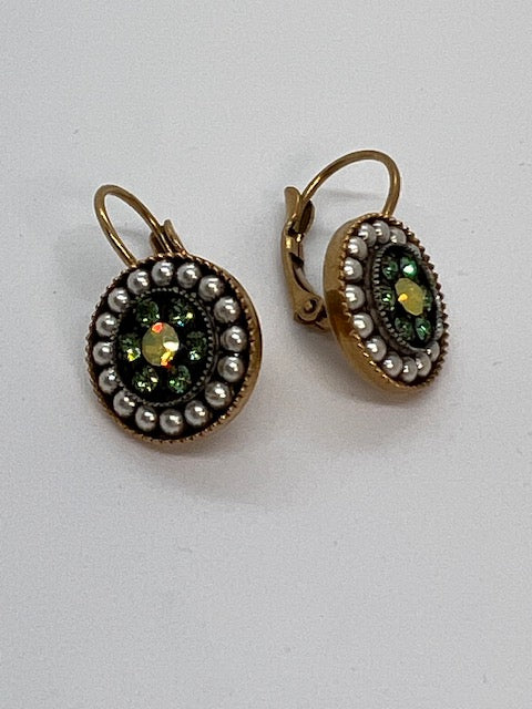 Swarovski Crystal Sunburst Cluster Lever Back (Green)