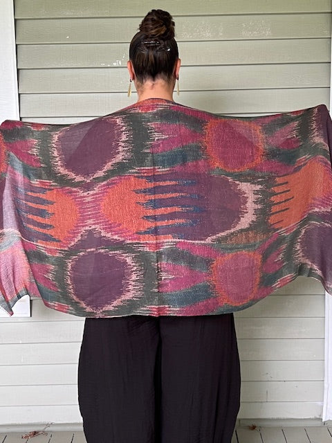 Ikat Inspired Scarf (Blue or Red)