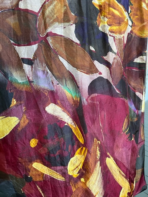 Abstract Brush Stoke Scarf (Green or Wine)100% silk