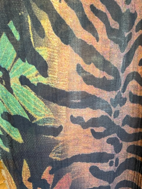 Animal Print Scarf with Frayed Edges
