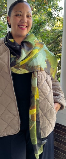 Abstract Brush Stoke Scarf (Green or Wine)