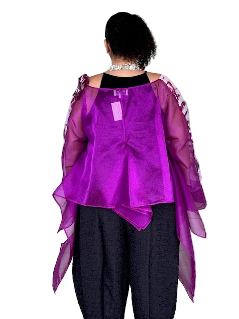 DTH 100% Silk Organza Double Waterfall Top