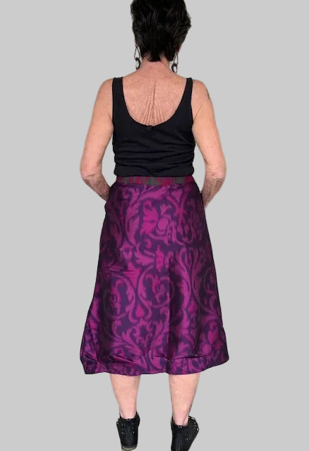 DTH 100% Silk Ikat Side Tuck Skirt