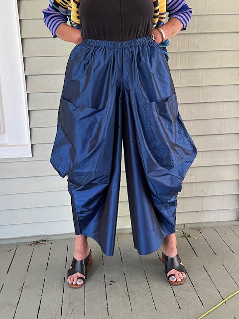 DTH Diva Pants in 100% Silk Taffeta(Blue)