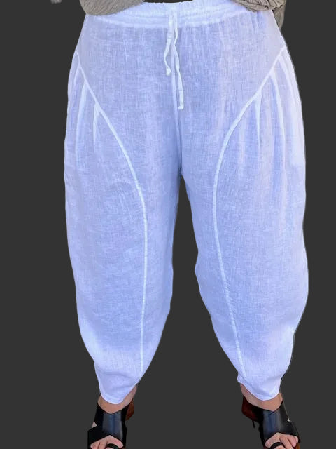 Transparente 100% Linen Barrel Linda Pants (Yellow, Red, Olive, Black, or White)
