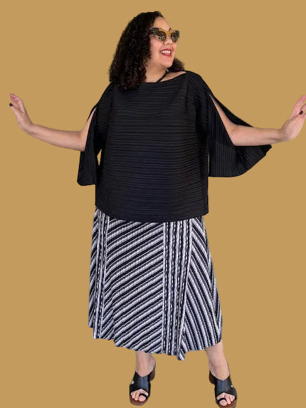 Vanite Couture Black/Grey Striped Skirt