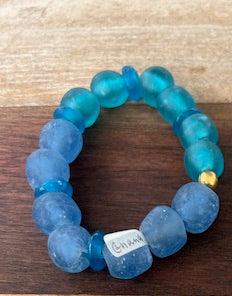 Blue Sea Glass Stretch Bracelets (Sold Separately)