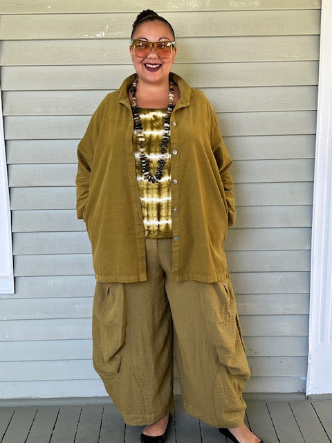 Gerties Eleven Stitch Criss Cross Yoke - Olive or Port Corduroy