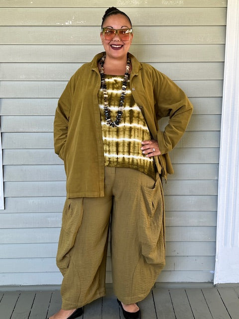 Gerties Eleven Stitch Criss Cross Yoke - Olive or Port Corduroy
