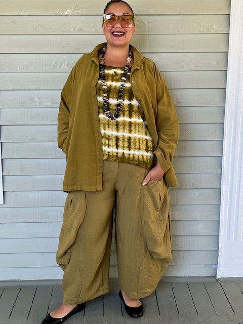 Gerties Eleven Stitch Criss Cross Yoke - Olive or Port Corduroy